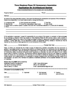 ARC Request Form - Three Meadows Phase III